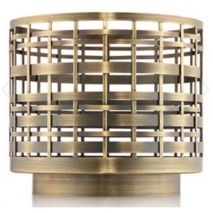 BATH & BODY WORKS BRONZE BASKET WEAVE METAL ROUND LARGE 3 WICK CANDLE HOLDER   263782167594